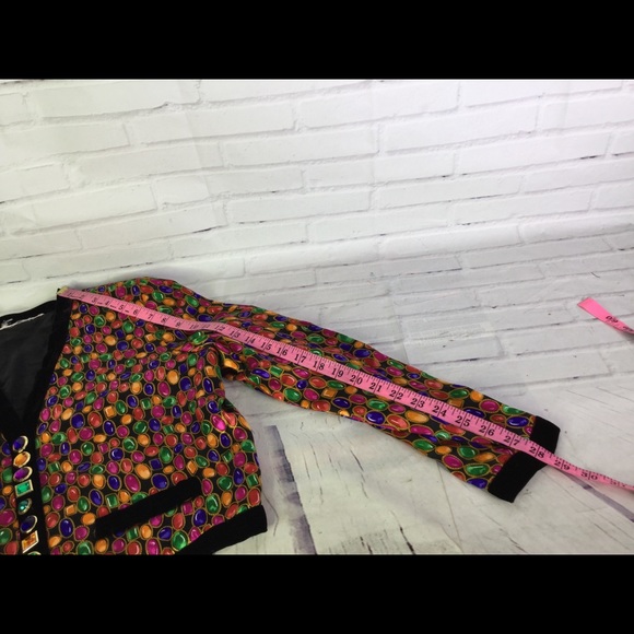 VTG Jeweled All Over Print Blazer Jacket Skirt Set - Picture 8 of 8